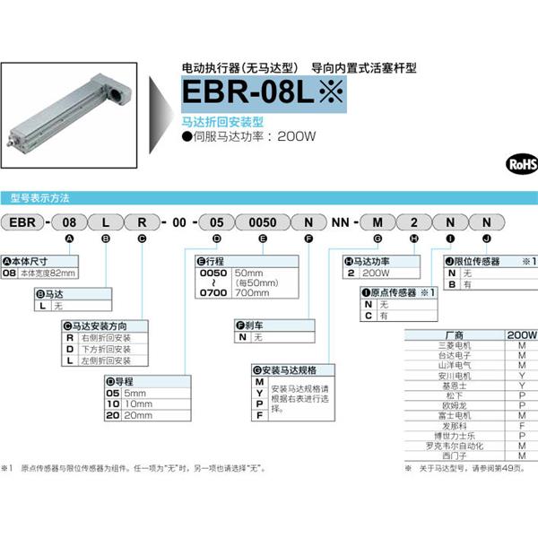 CKD喜開理電動執(zhí)行器（無馬達型）滑塊型EBR-08LD-00-050050NNN-M2NN