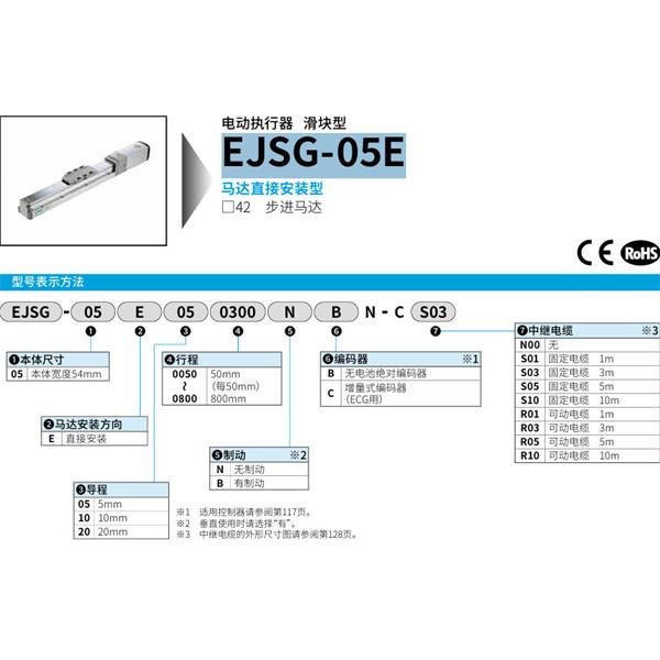 CKD喜開理電動執行器（無馬達型）滑塊型EJSG-05E050050NBN-CN00