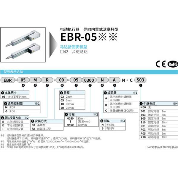 CKD喜開理電動執行器導向內置式活塞桿型EBR-05ML-FA-020050NAN