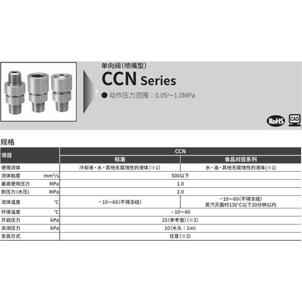 CKD喜開理單向閥（噴嘴型）CCN-10F-B