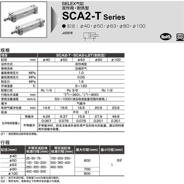 CKD喜開理SELEX氣缸SCA2-T-LB-100B-100-SI